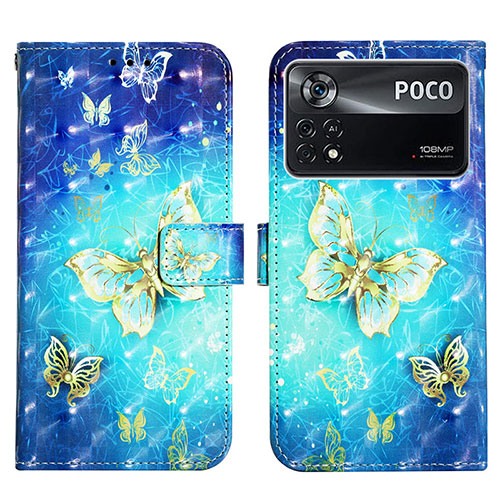 Leather Case Stands Fashionable Pattern Flip Cover Holder Y03B for Xiaomi Redmi Note 11E Pro 5G Sky Blue