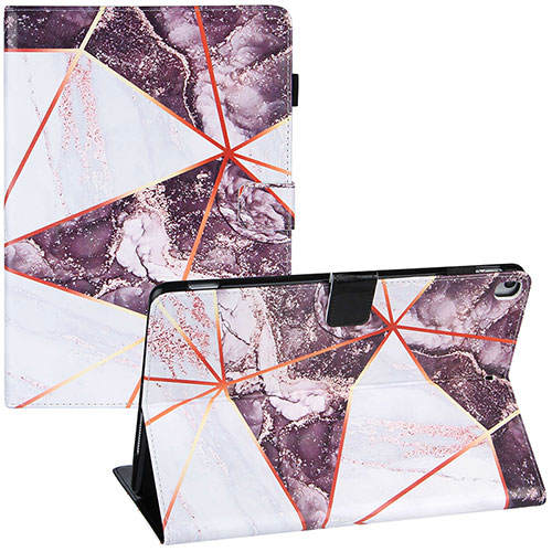 Leather Case Stands Fashionable Pattern Flip Cover Holder Y04B for Apple iPad 10.2 (2019) Clove Purple