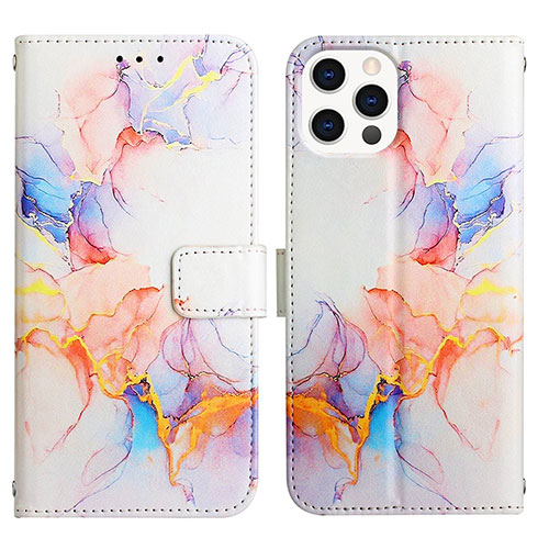 Leather Case Stands Fashionable Pattern Flip Cover Holder Y04B for Apple iPhone 13 Pro Max Blue