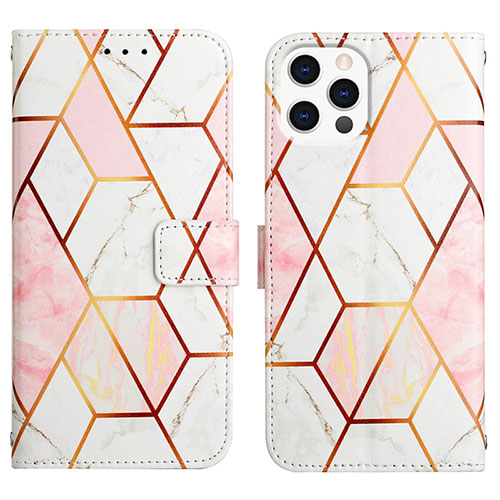 Leather Case Stands Fashionable Pattern Flip Cover Holder Y04B for Apple iPhone 13 Pro Max White
