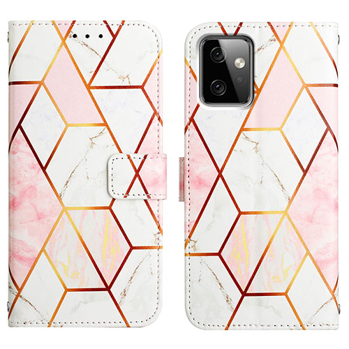 Leather Case Stands Fashionable Pattern Flip Cover Holder Y04B for Motorola Moto G Power 5G (2023) White