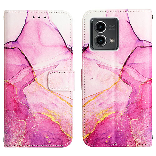 Leather Case Stands Fashionable Pattern Flip Cover Holder Y04B for Motorola Moto G Stylus (2023) 4G Hot Pink