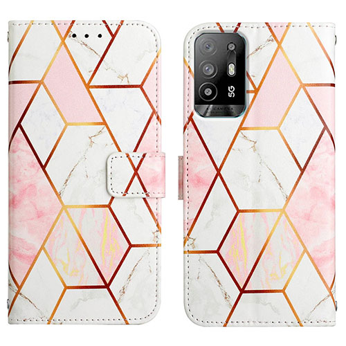 Leather Case Stands Fashionable Pattern Flip Cover Holder Y04B for Oppo F19 Pro+ Plus 5G White