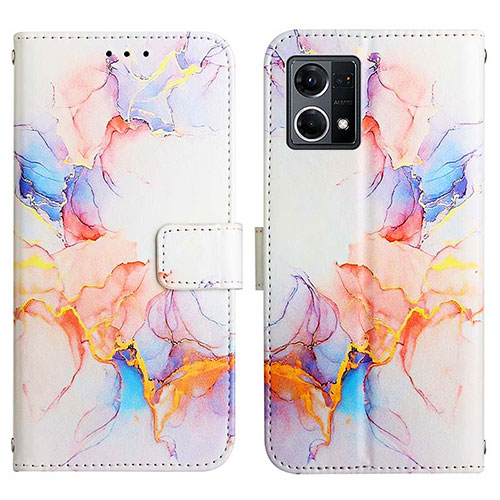 Leather Case Stands Fashionable Pattern Flip Cover Holder Y04B for Oppo F21s Pro 4G Blue