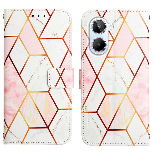 Leather Case Stands Fashionable Pattern Flip Cover Holder Y04B for Realme 10 4G White