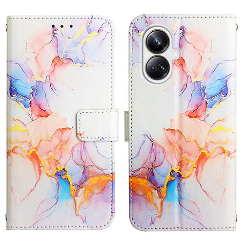 Leather Case Stands Fashionable Pattern Flip Cover Holder Y04B for Realme 10 Pro+ Plus 5G Blue