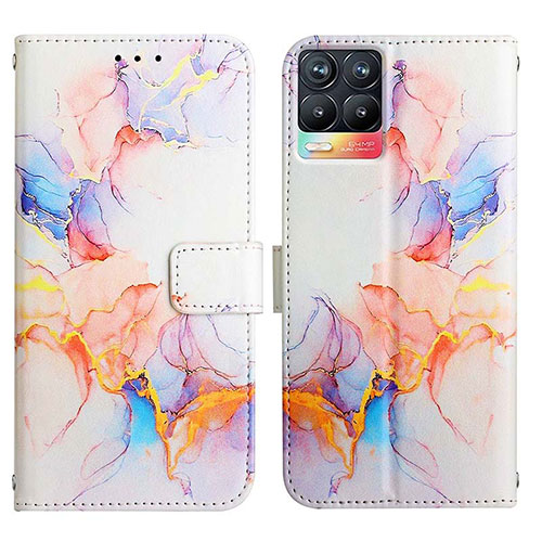 Leather Case Stands Fashionable Pattern Flip Cover Holder Y04B for Realme 8 4G Blue