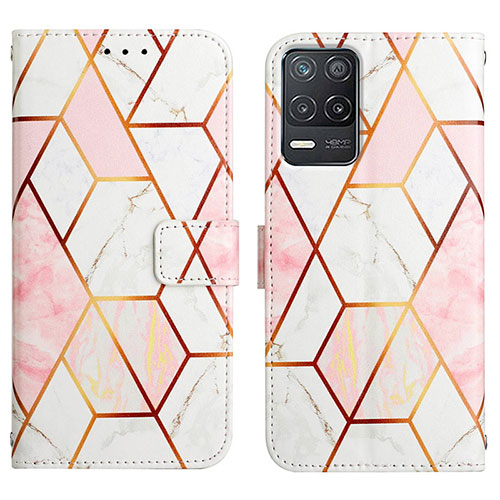 Leather Case Stands Fashionable Pattern Flip Cover Holder Y04B for Realme 8s 5G White