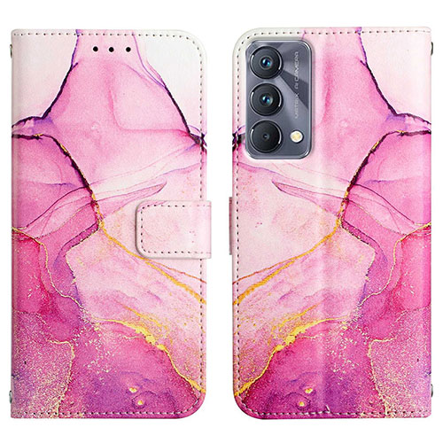 Leather Case Stands Fashionable Pattern Flip Cover Holder Y04B for Realme GT Master 5G Hot Pink