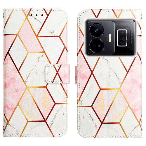 Leather Case Stands Fashionable Pattern Flip Cover Holder Y04B for Realme GT Neo5 5G White