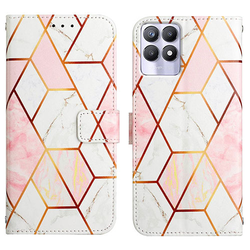 Leather Case Stands Fashionable Pattern Flip Cover Holder Y04B for Realme Narzo 50 4G White