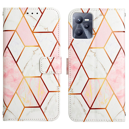 Leather Case Stands Fashionable Pattern Flip Cover Holder Y04B for Realme Narzo 50A Prime White