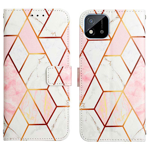 Leather Case Stands Fashionable Pattern Flip Cover Holder Y04B for Realme Narzo 50i White