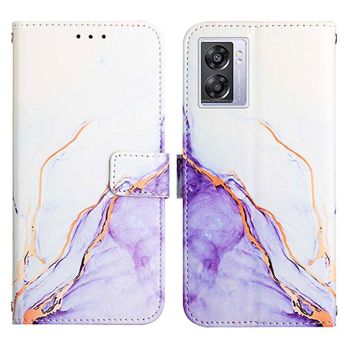 Leather Case Stands Fashionable Pattern Flip Cover Holder Y04B for Realme V23i 5G Purple