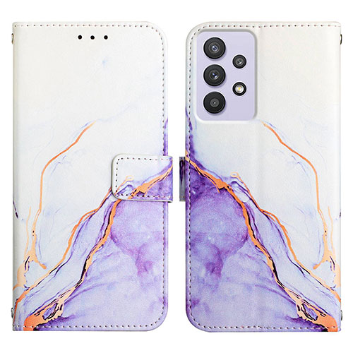 Leather Case Stands Fashionable Pattern Flip Cover Holder Y04B for Samsung Galaxy A52 4G Purple