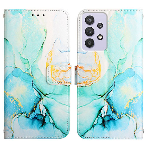 Leather Case Stands Fashionable Pattern Flip Cover Holder Y04B for Samsung Galaxy A52s 5G Green