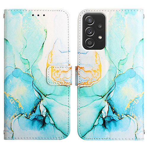 Leather Case Stands Fashionable Pattern Flip Cover Holder Y04B for Samsung Galaxy A73 5G Green