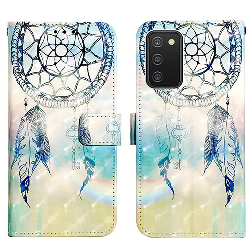 Leather Case Stands Fashionable Pattern Flip Cover Holder Y04B for Samsung Galaxy M02s Mint Blue