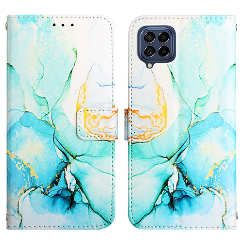 Leather Case Stands Fashionable Pattern Flip Cover Holder Y04B for Samsung Galaxy M53 5G Green