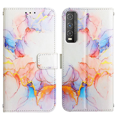 Leather Case Stands Fashionable Pattern Flip Cover Holder Y04B for Vivo iQOO U1 Blue