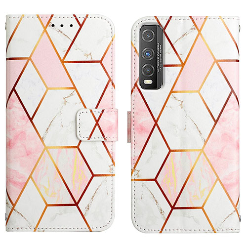 Leather Case Stands Fashionable Pattern Flip Cover Holder Y04B for Vivo iQOO U1 White