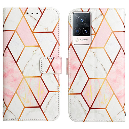 Leather Case Stands Fashionable Pattern Flip Cover Holder Y04B for Vivo V21 5G White