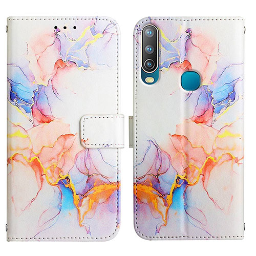 Leather Case Stands Fashionable Pattern Flip Cover Holder Y04B for Vivo Y11 Blue