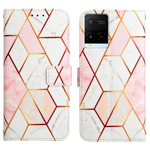 Leather Case Stands Fashionable Pattern Flip Cover Holder Y04B for Vivo Y21G White