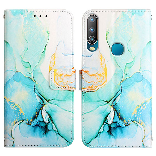 Leather Case Stands Fashionable Pattern Flip Cover Holder Y04B for Vivo Y3 Green