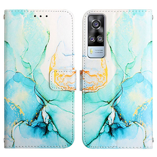 Leather Case Stands Fashionable Pattern Flip Cover Holder Y04B for Vivo Y51A Green