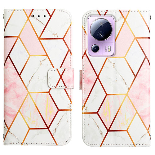 Leather Case Stands Fashionable Pattern Flip Cover Holder Y04B for Xiaomi Mi 13 Lite 5G White