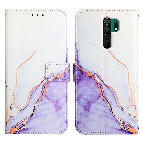 Leather Case Stands Fashionable Pattern Flip Cover Holder Y04B for Xiaomi Poco M2 Purple