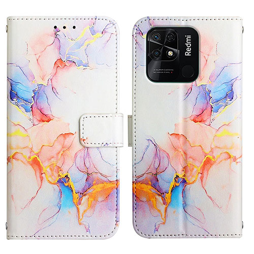 Leather Case Stands Fashionable Pattern Flip Cover Holder Y04B for Xiaomi Redmi 10 Power Blue