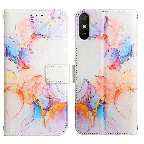 Leather Case Stands Fashionable Pattern Flip Cover Holder Y04B for Xiaomi Redmi 9A Blue