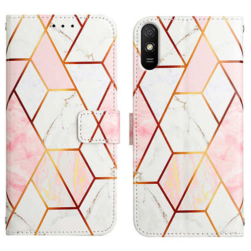 Leather Case Stands Fashionable Pattern Flip Cover Holder Y04B for Xiaomi Redmi 9i White