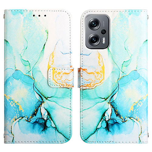 Leather Case Stands Fashionable Pattern Flip Cover Holder Y04B for Xiaomi Redmi K50i 5G Green