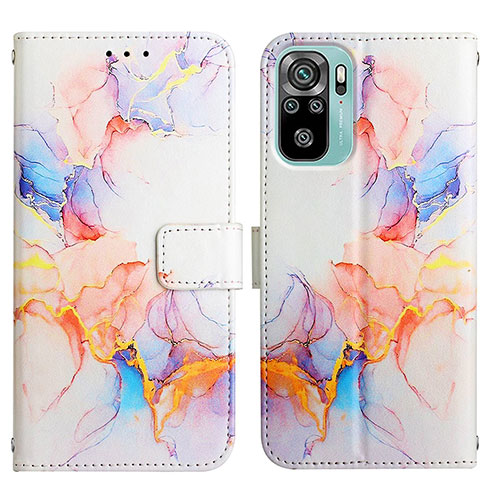 Leather Case Stands Fashionable Pattern Flip Cover Holder Y04B for Xiaomi Redmi Note 10S 4G Blue