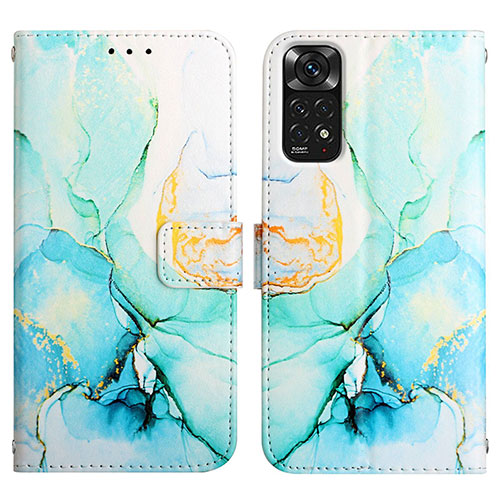 Leather Case Stands Fashionable Pattern Flip Cover Holder Y04B for Xiaomi Redmi Note 11 4G (2022) Green