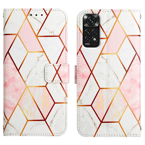 Leather Case Stands Fashionable Pattern Flip Cover Holder Y04B for Xiaomi Redmi Note 11 4G (2022) White