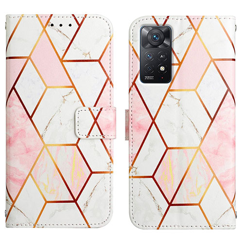 Leather Case Stands Fashionable Pattern Flip Cover Holder Y04B for Xiaomi Redmi Note 11 Pro 4G White