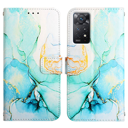 Leather Case Stands Fashionable Pattern Flip Cover Holder Y04B for Xiaomi Redmi Note 11 Pro 5G Green