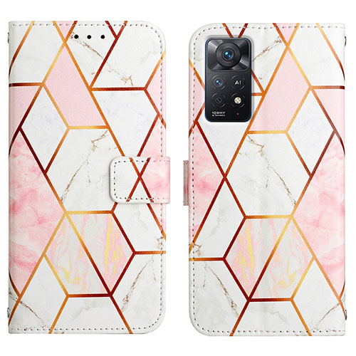 Leather Case Stands Fashionable Pattern Flip Cover Holder Y04B for Xiaomi Redmi Note 11 Pro 5G White