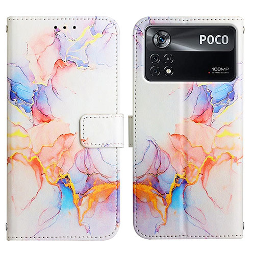 Leather Case Stands Fashionable Pattern Flip Cover Holder Y04B for Xiaomi Redmi Note 11E Pro 5G Blue