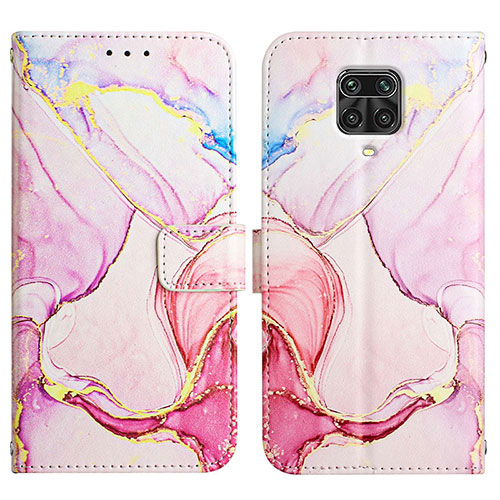 Leather Case Stands Fashionable Pattern Flip Cover Holder Y04B for Xiaomi Redmi Note 9S Pink