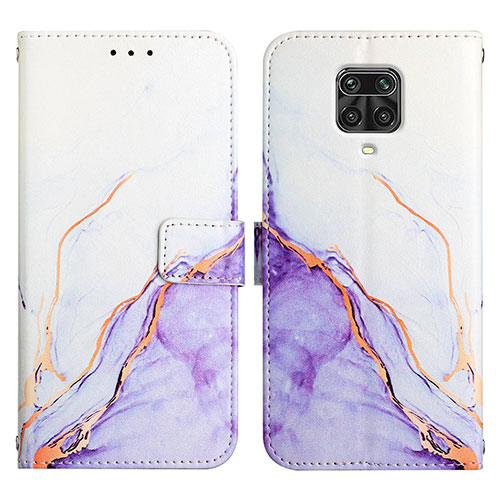 Leather Case Stands Fashionable Pattern Flip Cover Holder Y04B for Xiaomi Redmi Note 9S Purple