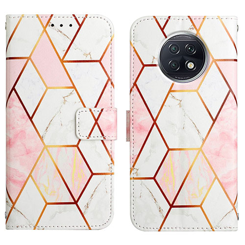 Leather Case Stands Fashionable Pattern Flip Cover Holder Y04B for Xiaomi Redmi Note 9T 5G White