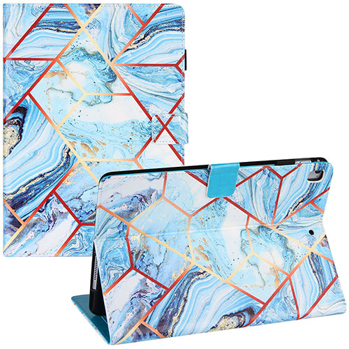 Leather Case Stands Fashionable Pattern Flip Cover Holder Y05B for Apple iPad Air Mint Blue