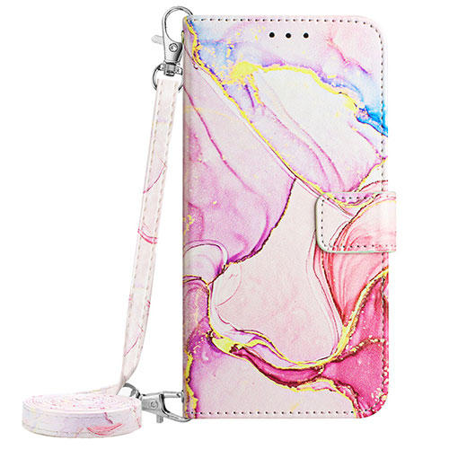 Leather Case Stands Fashionable Pattern Flip Cover Holder Y05B for Google Pixel 8 5G Pink