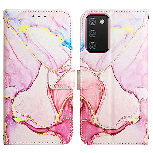 Leather Case Stands Fashionable Pattern Flip Cover Holder Y05B for Samsung Galaxy A02s Pink