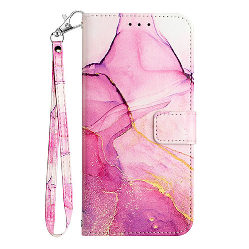 Leather Case Stands Fashionable Pattern Flip Cover Holder Y05B for Samsung Galaxy A12 5G Hot Pink